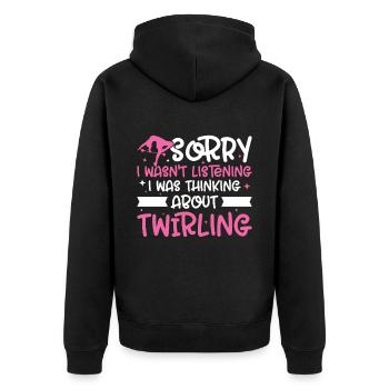 Tambourstab swirling - Unisex Premium Organic Zip Hoodie - black - Back - Nico (187cm)
