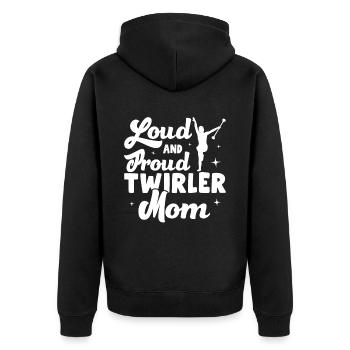 Tambourstab swirling - Unisex Premium Organic Zip Hoodie - black - Back - Nico (187cm)