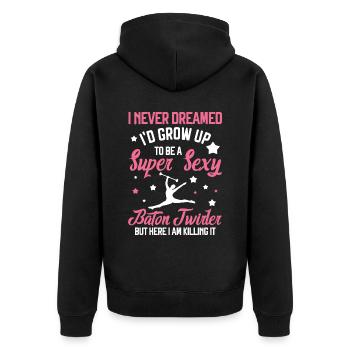 Tambourstab swirling - Unisex Premium Organic Zip Hoodie - black - Back - Nico (187cm)