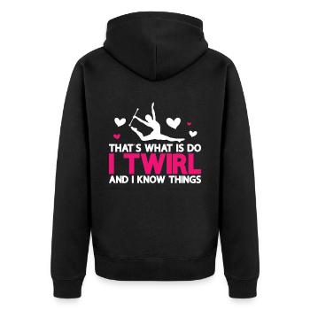 Tambourstab swirling - Unisex Premium Organic Zip Hoodie - black - Back - Nico (187cm)