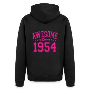 Awesome Since 1954 Birthday 1954 Vintage 1954 - Unisex Premium Organic Zip Hoodie - black - Back - Nico (187cm)