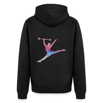 Tambourstab swirling - Unisex Premium Organic Zip Hoodie - black - Back - Nico (187cm)