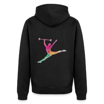 Tambourstab swirling - Unisex Premium Organic Zip Hoodie - black - Back - Nico (187cm)