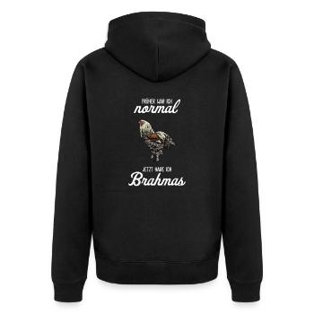 Brahma Hühner I Chicken Geflügel Motiv für - Unisex Premium Bio Zip Hoodie - Schwarz - Hinten - Nico (187cm)