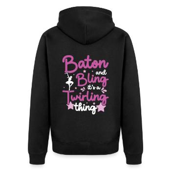Tambourstab swirling - Unisex Premium Organic Zip Hoodie - black - Back - Nico (187cm)