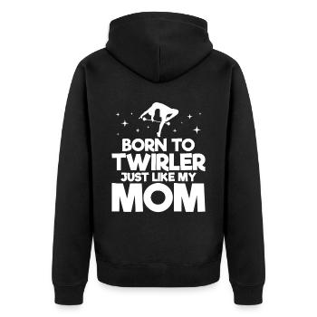 Tambourstab swirling - Unisex Premium Organic Zip Hoodie - black - Back - Nico (187cm)