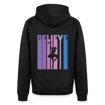 Tambourstab swirling - Unisex Premium Organic Zip Hoodie - black - Back - Nico (187cm)