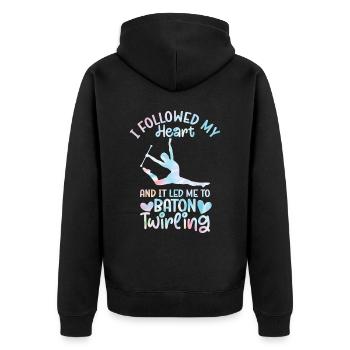 Tambourstab swirling - Unisex Premium Organic Zip Hoodie - black - Back - Nico (187cm)