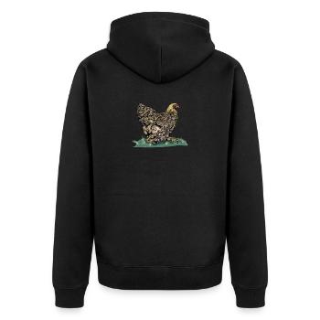 Brahma Hühner I Chicken Geflügel Motiv für - Unisex Premium Bio Zip Hoodie - Schwarz - Hinten - Nico (187cm)