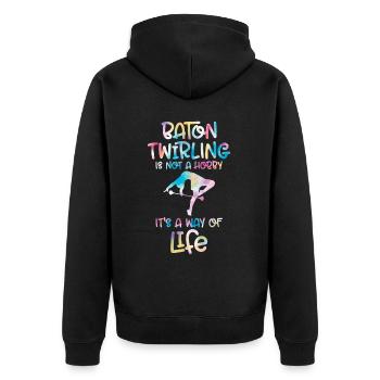 Tambourstab swirling - Unisex Premium Organic Zip Hoodie - black - Back - Nico (187cm)