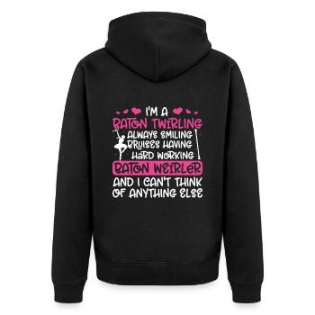 Tambourstab swirling - Unisex Premium Organic Zip Hoodie - black - Back - Nico (187cm)