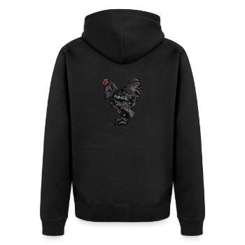 Brahma Hühner I Chicken Geflügel Motiv für - Unisex Premium Bio Zip Hoodie - Schwarz - Hinten - Nico (187cm)