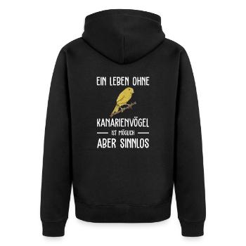 Kanarienvogel I Kanarie Girlitze Nymphen für Vogel - Unisex Premium Bio Zip Hoodie - Schwarz - Hinten - Nico (187cm)