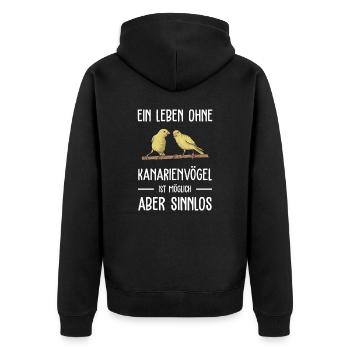 Kanarienvogel I Kanarie Girlitze Nymphen für Vogel - Unisex Premium Bio Zip Hoodie - Schwarz - Hinten - Nico (187cm)