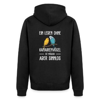 Kanarienvogel I Kanarie Girlitze Nymphen für Vogel - Unisex Premium Bio Zip Hoodie - Schwarz - Hinten - Nico (187cm)