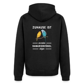 Kanarienvogel I Kanarie Girlitze Nymphen für Vogel - Unisex Premium Bio Zip Hoodie - Schwarz - Hinten - Nico (187cm)
