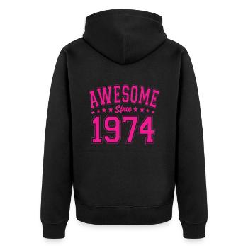 Awesome Since 1974 Birthday 1974 Vintage 1974 - Unisex Premium Organic Zip Hoodie - black - Back - Nico (187cm)
