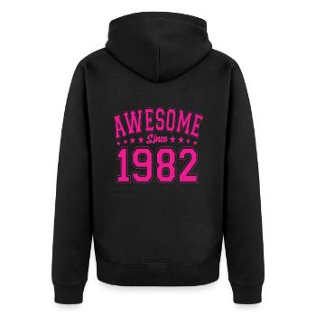 Awesome Since 1982 Geburtstag 1982 Vintage 1982 - Unisex Premium Bio Zip Hoodie - Schwarz - Hinten - Nico (187cm)