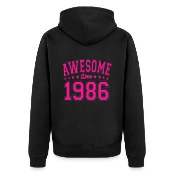 Awesome Since 1986 Geburtstag 1986 Vintage 1986 - Unisex Premium Bio Zip Hoodie - Schwarz - Hinten - Nico (187cm)