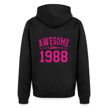 Awesome Since 1988 Geburtstag 1988 Vintage 1988 - Unisex Premium Bio Zip Hoodie - Schwarz - Hinten - Nico (187cm)