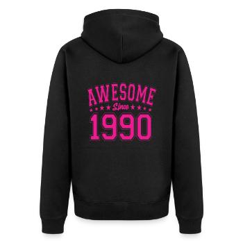 Awesome Since 1990 Geburtstag 1990 Vintage 1990 - Unisex Premium Bio Zip Hoodie - Schwarz - Hinten - Nico (187cm)