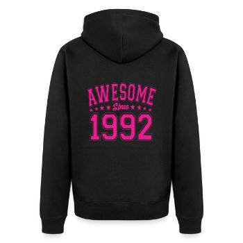 Awesome Since 1992 Geburtstag 1992 Vintage 1992 - Unisex Premium Bio Zip Hoodie - Schwarz - Hinten - Nico (187cm)
