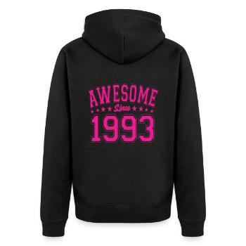 Awesome Since 1993 Birthday 1993 Vintage 1993 - Unisex Premium Organic Zip Hoodie - black - Back - Nico (187cm)