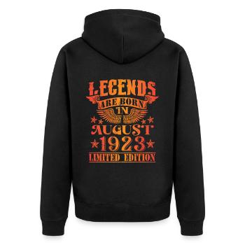 Birthday August 1923 Limited Edition Vintage - Unisex Premium Organic Zip Hoodie - black - Back - Nico (187cm)