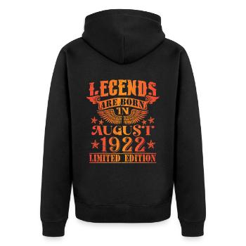 Birthday August 1922 Limited Edition Vintage - Unisex Premium Organic Zip Hoodie - black - Back - Nico (187cm)