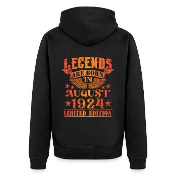 Geburtstag August 1924 Limited Edition Vintage - Unisex Premium Bio Zip Hoodie - Schwarz - Hinten - Nico (187cm)