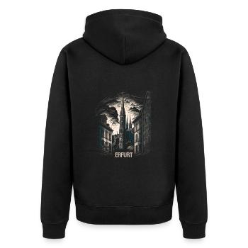 Erfurt - Unisex Premium Organic Zip Hoodie - black - Back - Nico (187cm)