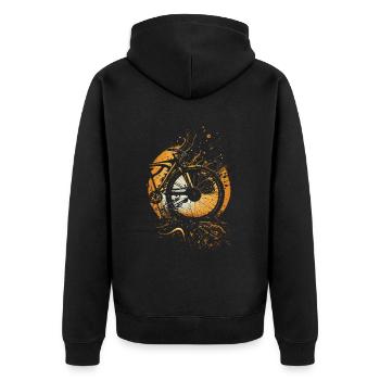 Helle & Mutige Fahrradkunst - Unisex Premium Bio Zip Hoodie - Schwarz - Hinten - Nico (187cm)