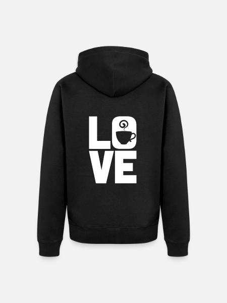 Liebe Kaffee - Unisex Premium Bio Zip Hoodie - Schwarz