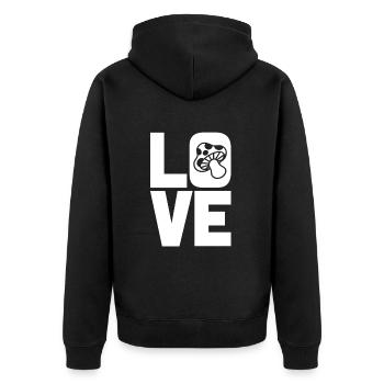 Love Mushrooms Funny Mushroom Picker - Unisex Premium Organic Zip Hoodie - black - Back - Nico (187cm)