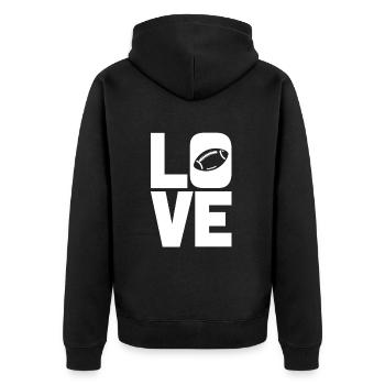 J’adore le football américain et le rugby - Veste à capuche bio Premium Unisexe - noir - Dos - Nico (187cm)