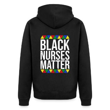 Schwarze Krankenschwestern Matter Black - Unisex Premium Bio Zip Hoodie - Schwarz - Hinten - Nico (187cm)