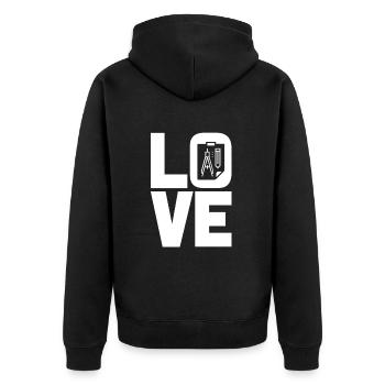 Liebe Zeichner Arichtect - Unisex Premium Bio Zip Hoodie - Schwarz - Hinten - Nico (187cm)