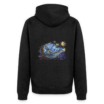 Baleine à bosse Van Gogh design pour l’observation des baleines - Veste à capuche bio Premium Unisexe - noir - Dos - Nico (187cm)