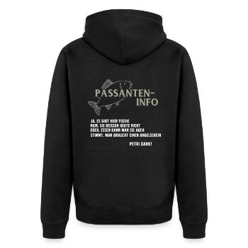 Angeln Tshirt Mann Fischer Rute Fischfang Fishing - Unisex Premium Bio Zip Hoodie - Schwarz - Hinten - Nico (187cm)