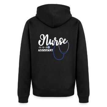 Nurse Assistant Certified Nursing Assistant CNA - Unisex Premium Bio Zip Hoodie - Schwarz - Hinten - Nico (187cm)