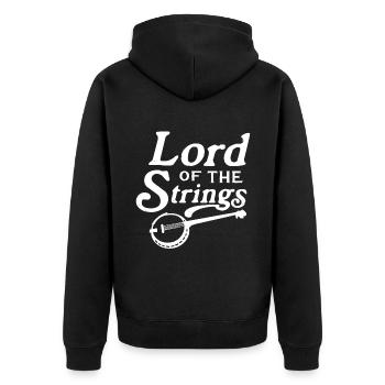 Banjo Shirts For Men Bluegrass Appalachia Folk - Unisex Premium Organic Zip Hoodie - black - Back - Nico (187cm)