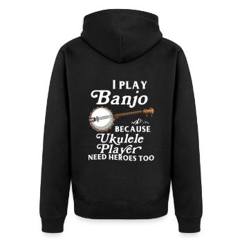 Banjo Shirts For Men Bluegrass Appalachia Folk - Unisex Premium Organic Zip Hoodie - black - Back - Nico (187cm)