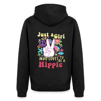 Hippie Peace Groovy Flowerpower Boho Woodstock - Veste à capuche bio Premium Unisexe - noir - Dos - Nico (187cm)