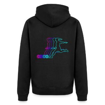 Fußball Tshirt Herren Damen Soccer Football - Unisex Premium Bio Zip Hoodie - Schwarz - Hinten - Nico (187cm)