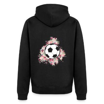 Fußball Tshirt Herren Damen Soccer Football - Unisex Premium Bio Zip Hoodie - Schwarz - Hinten - Nico (187cm)