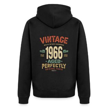 1966 Birthday 57 Years Old - Unisex Premium Organic Zip Hoodie - black - Back - Nico (187cm)