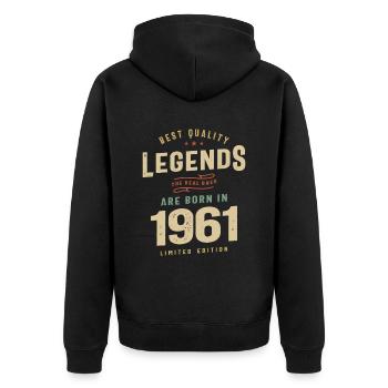 1961 Birthday 62 Years Old - Unisex Premium Organic Zip Hoodie - black - Back - Nico (187cm)