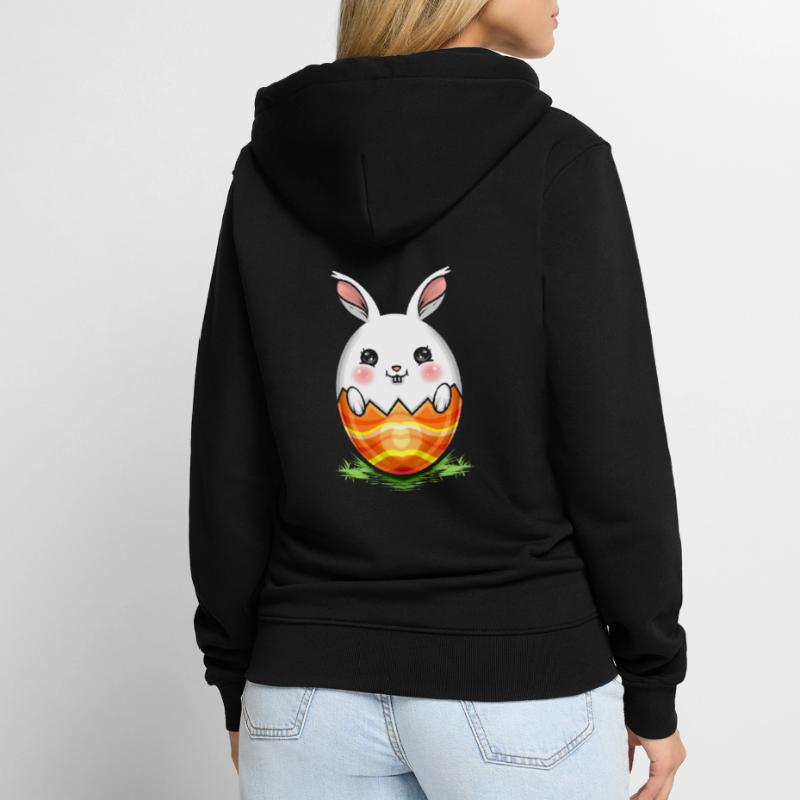 Painted Easter Rabbit Egg On Easter Unisex Premium Bio Zip Hoodie