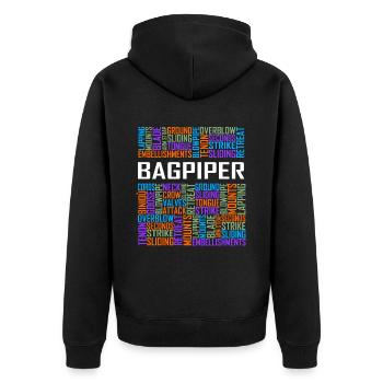 Bagpiper - Words - Unisex Premium Organic Zip Hoodie - black - Back - Nico (187cm)