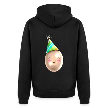 Funny Painted Egg With Party Hat Cone For Easter - Unisex Premium Bio Zip Hoodie - Schwarz - Hinten - Nico (187cm)
